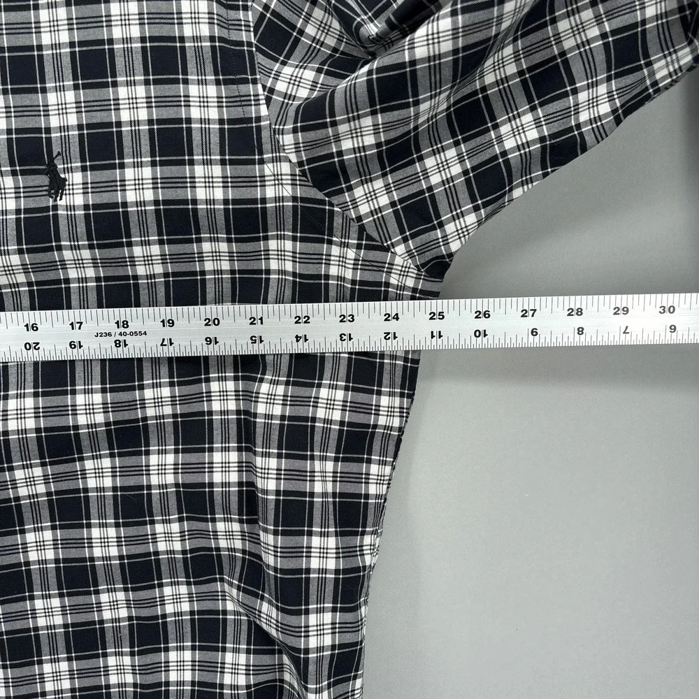 Polo Ralph Lauren Shirt Mens XL Black White Plaid Button Up Long Sleeve Cotton